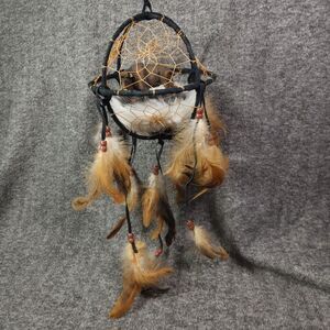 Kinnex Feathered Dream Catcher Handmade Native American Buffalo Bohemian Hanging
